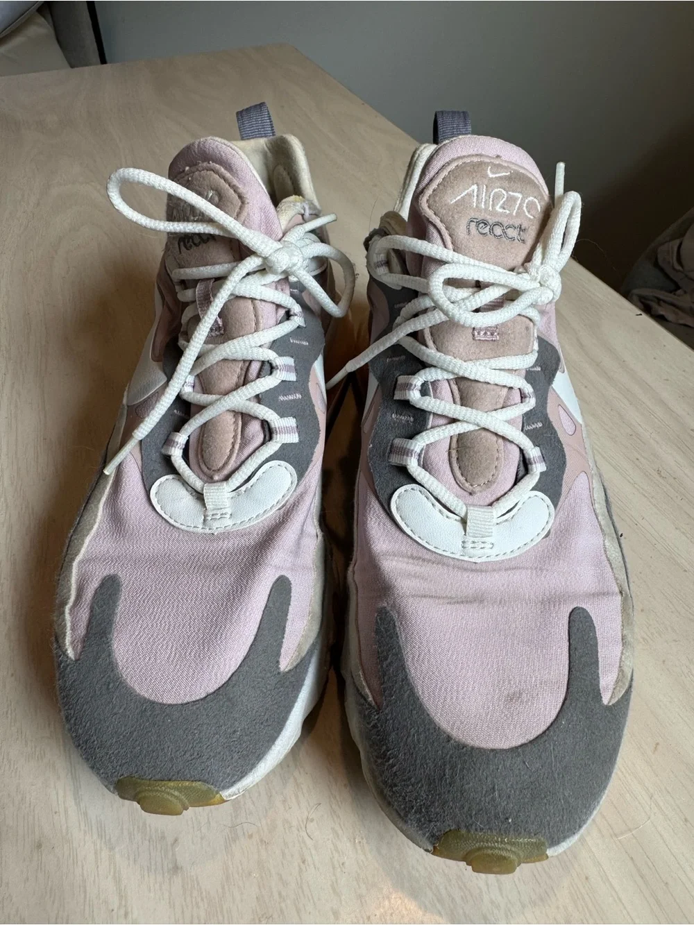 Nike Women’s Air Max 270 React Sneakers in Pink, Gray & White